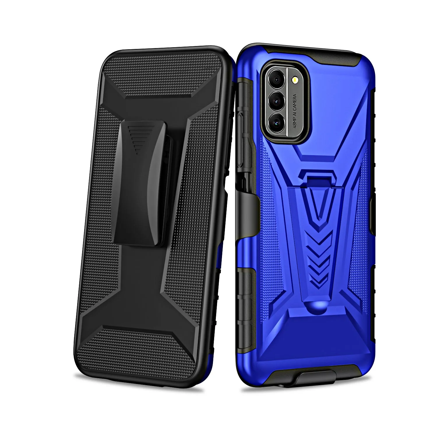 For Nokia G400 5G Case with Tempered Glass Screen Protector Heavy Duty Protective Phone Case,Built-in Kickstand Rugged Shockproof Protective Phone Case - Blue