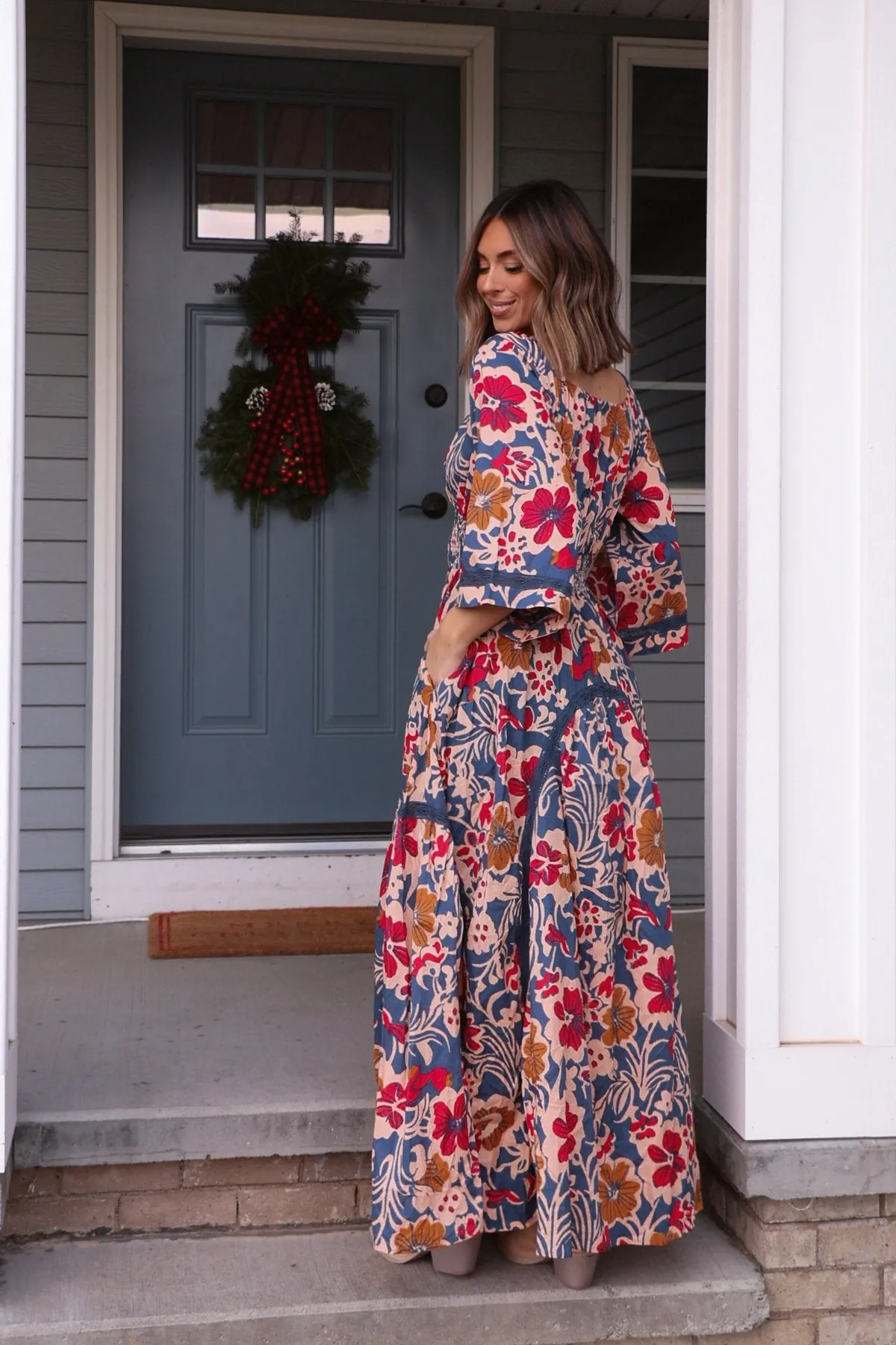 Free People Navy Multi Print Dixie Maxi Dress