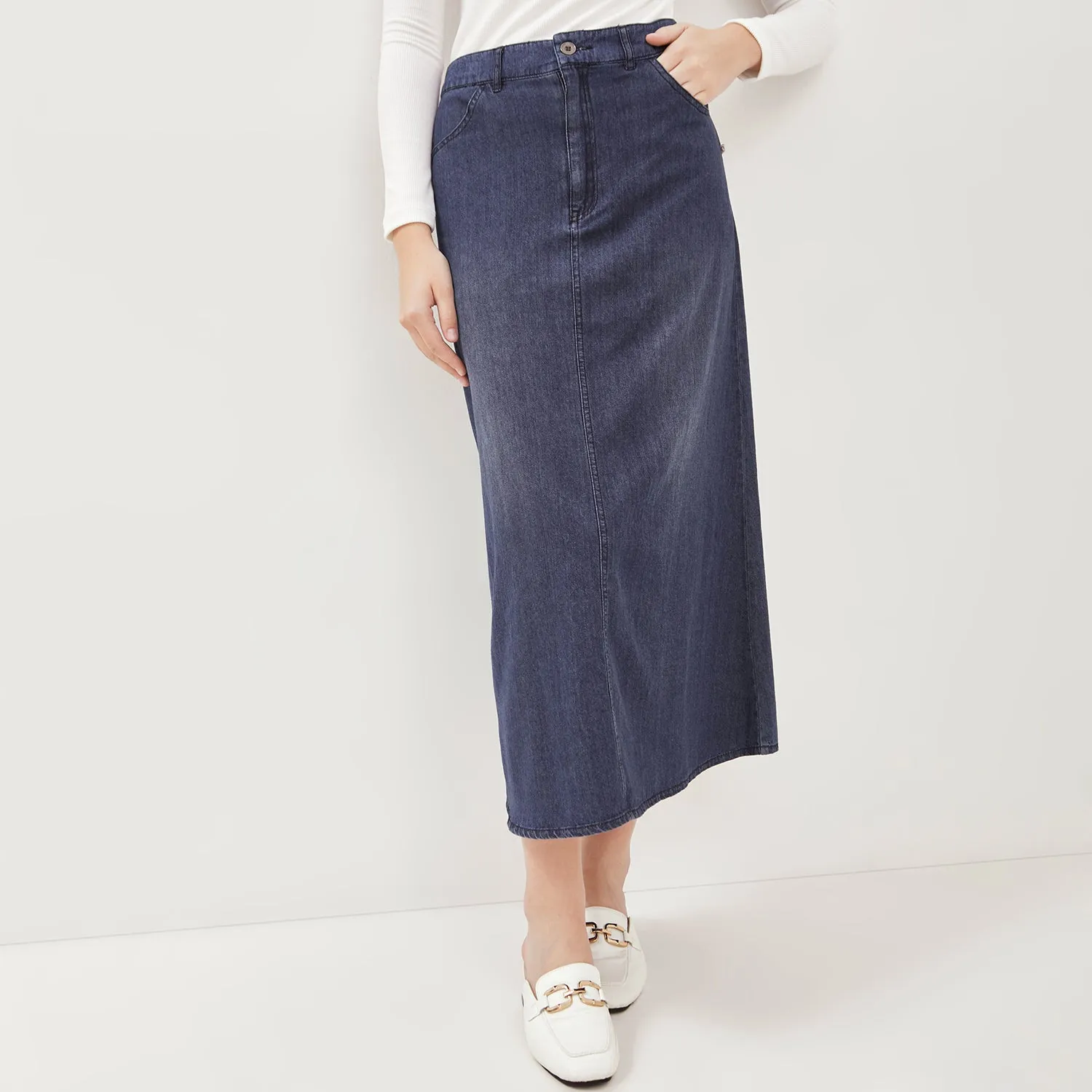 GRAPHIS Denim A-Line Maxi Skirt