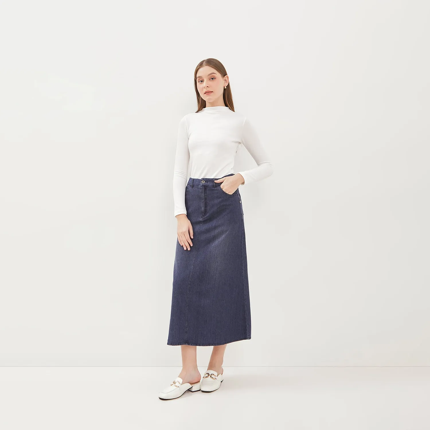 GRAPHIS Denim A-Line Maxi Skirt