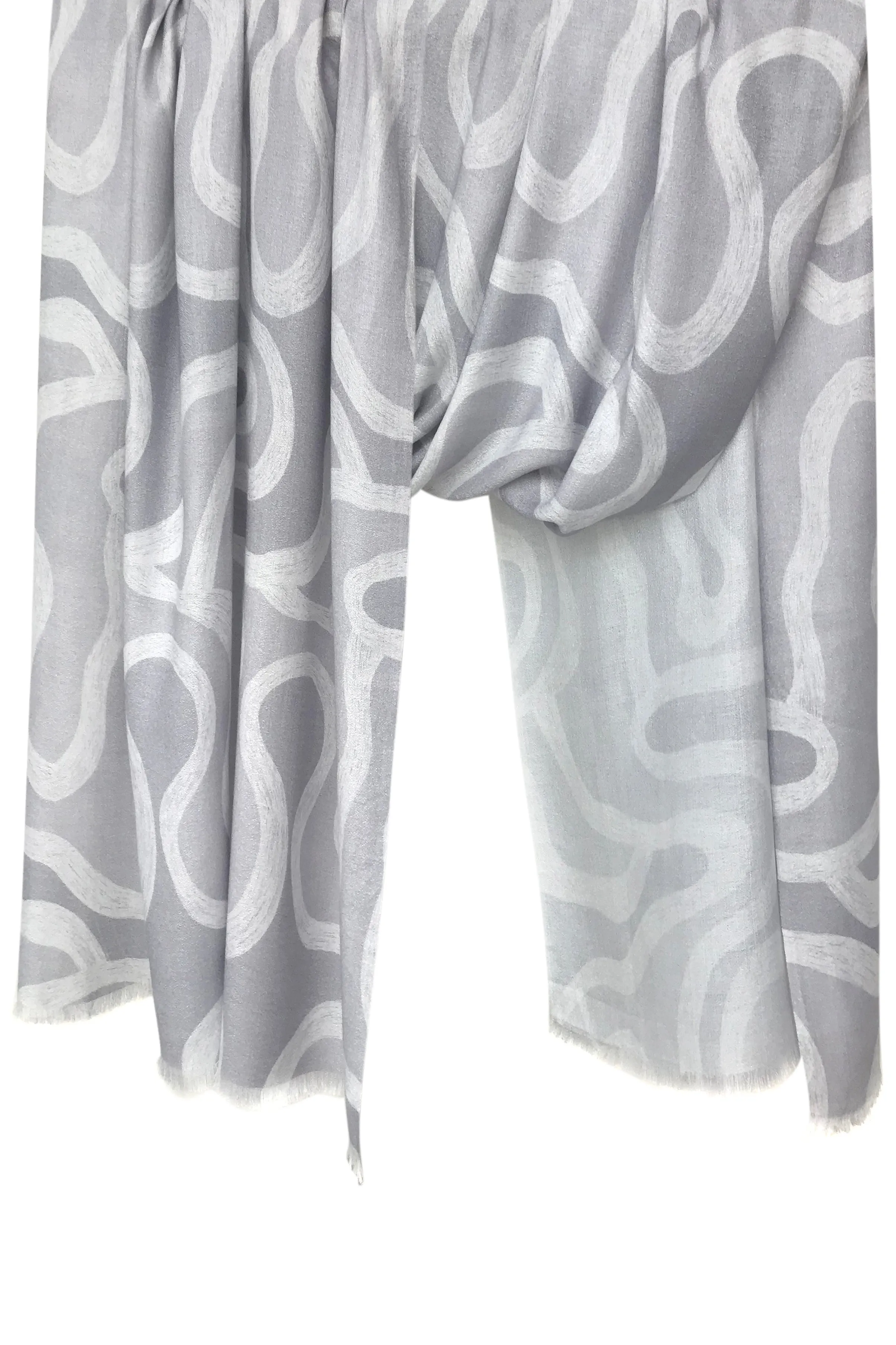 Grey Abstract Silk Scarf