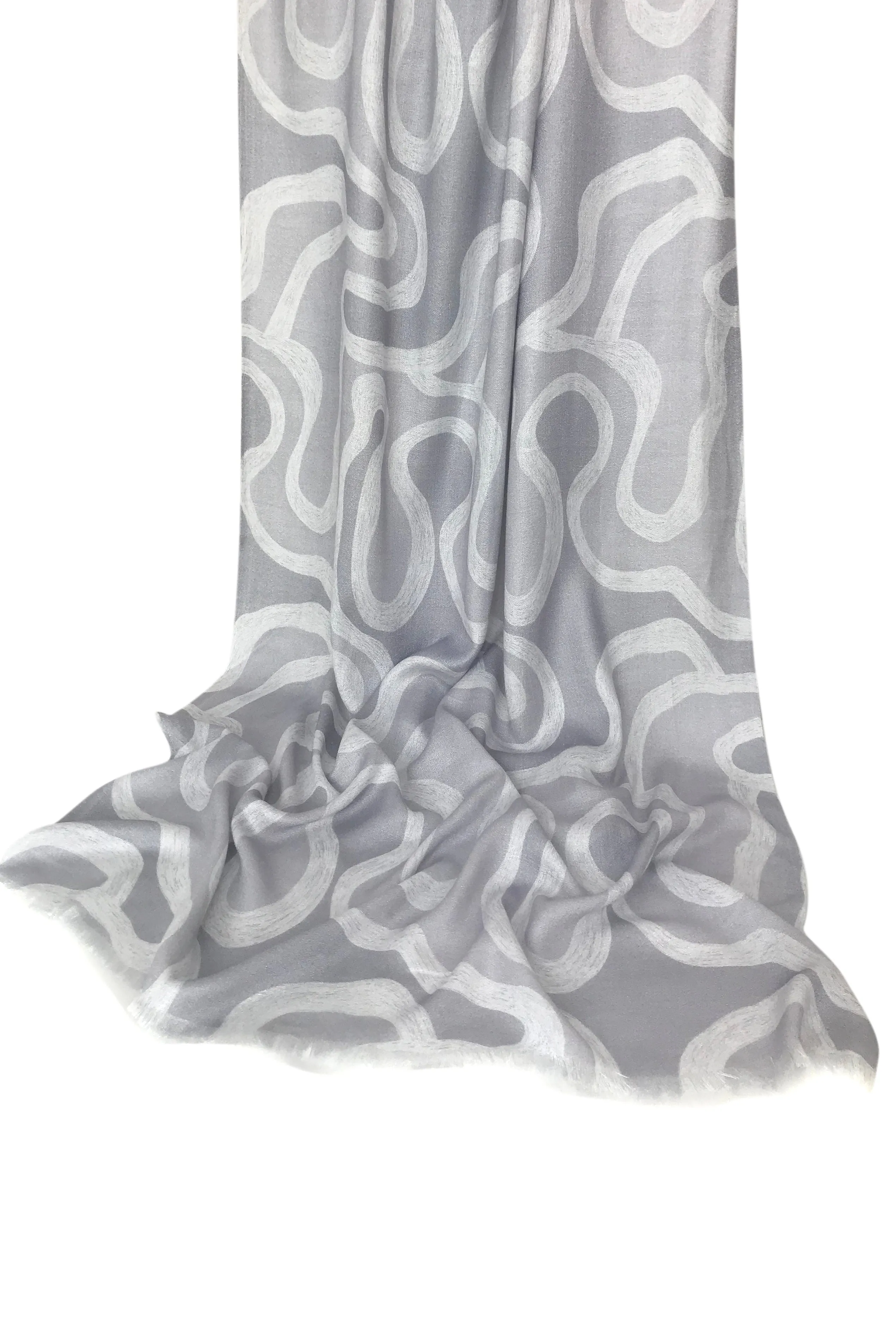 Grey Abstract Silk Scarf