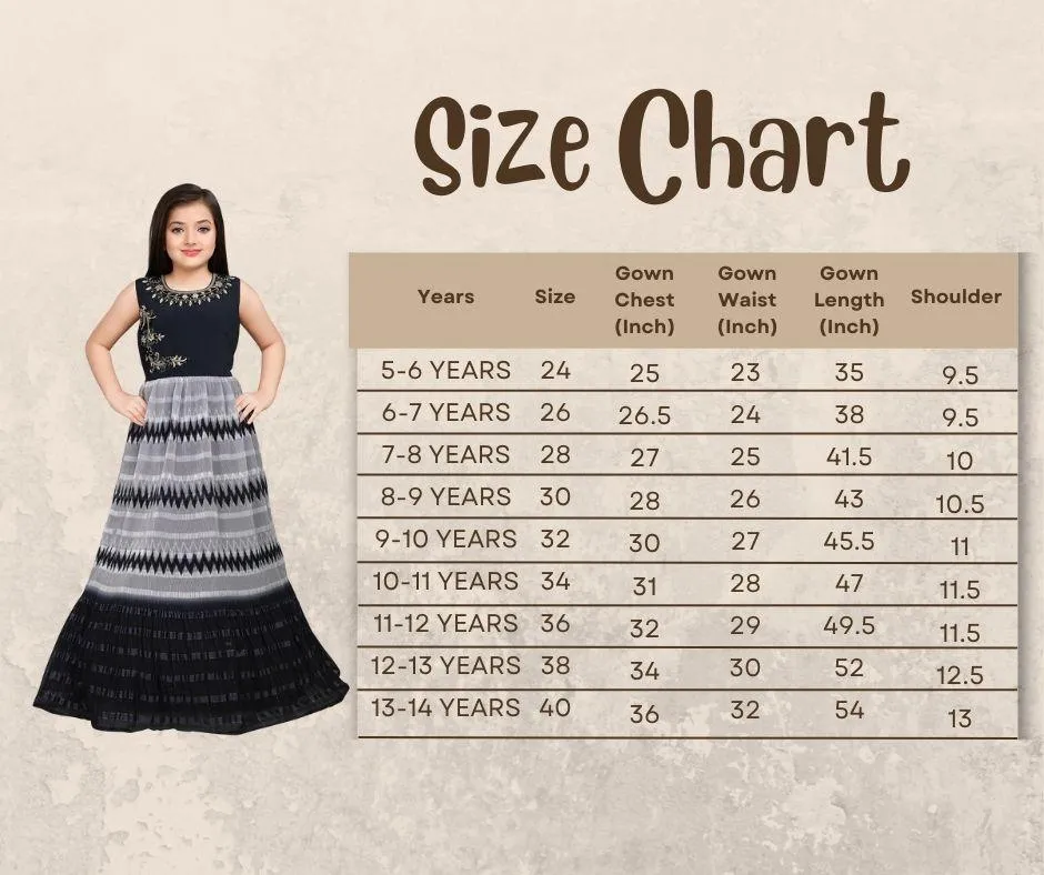 Grey Coloured Ethnic Gown Maxi Dress Chinon Fabric Gown For Girls