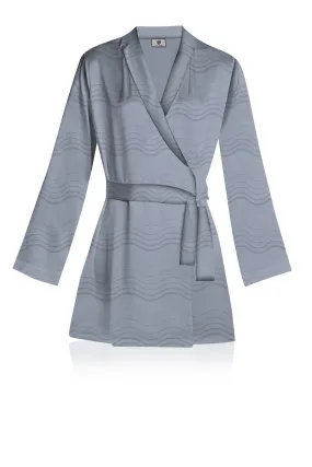 Grey Wrap Dress Made With Vegan Silk Cupro Mini Length