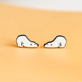 Hand-painted Crawling Polar Bear Earrings - PEL10318