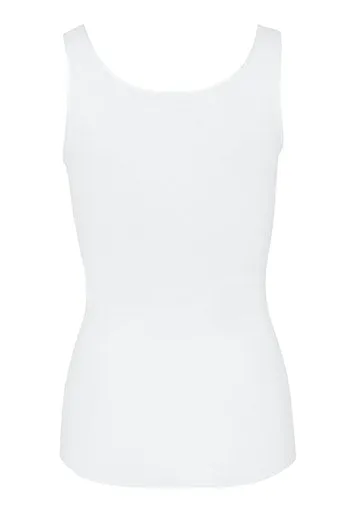 Hanro Cotton Seamless White Sleeveless Vest