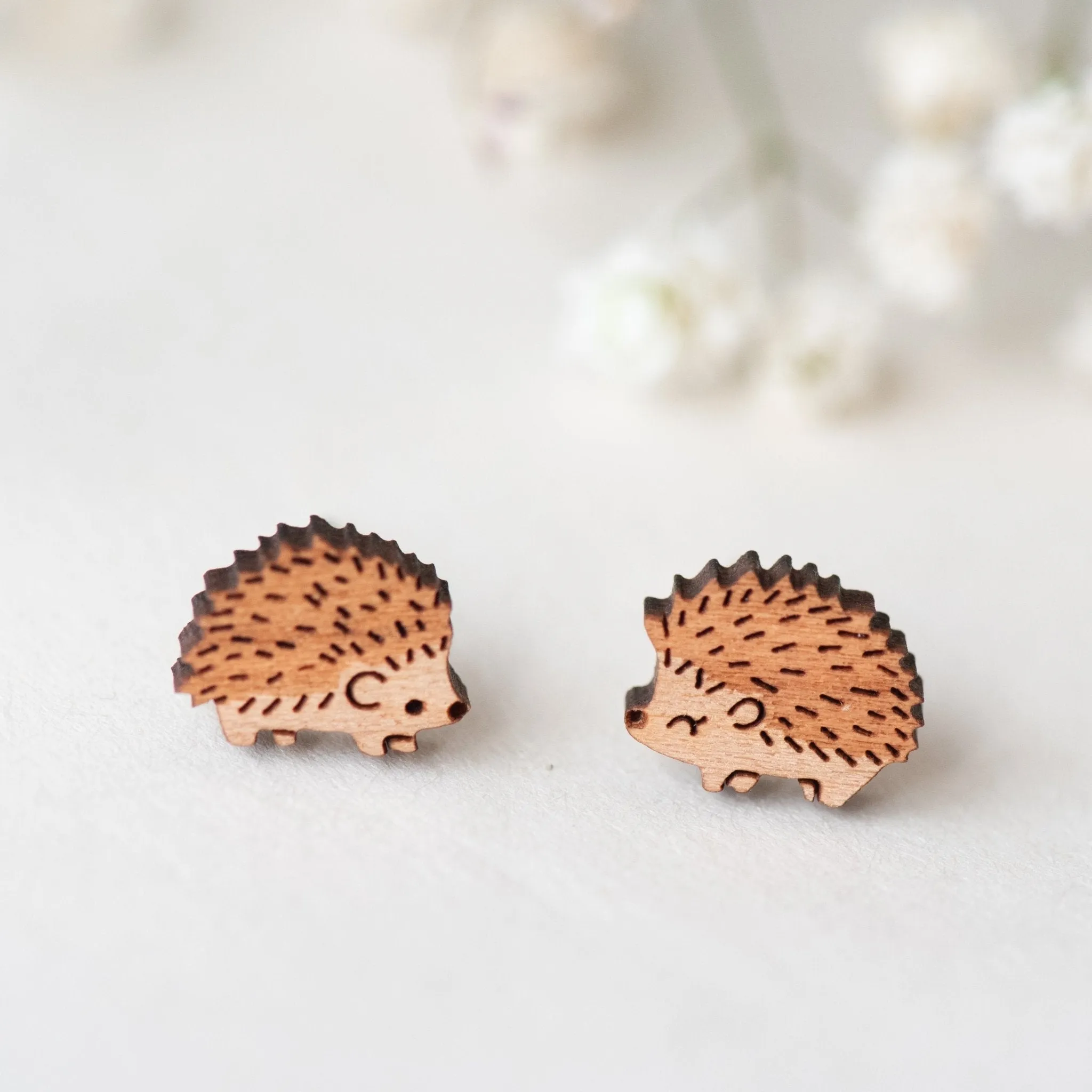 Hedgehog Wooden Earrings -EL10002