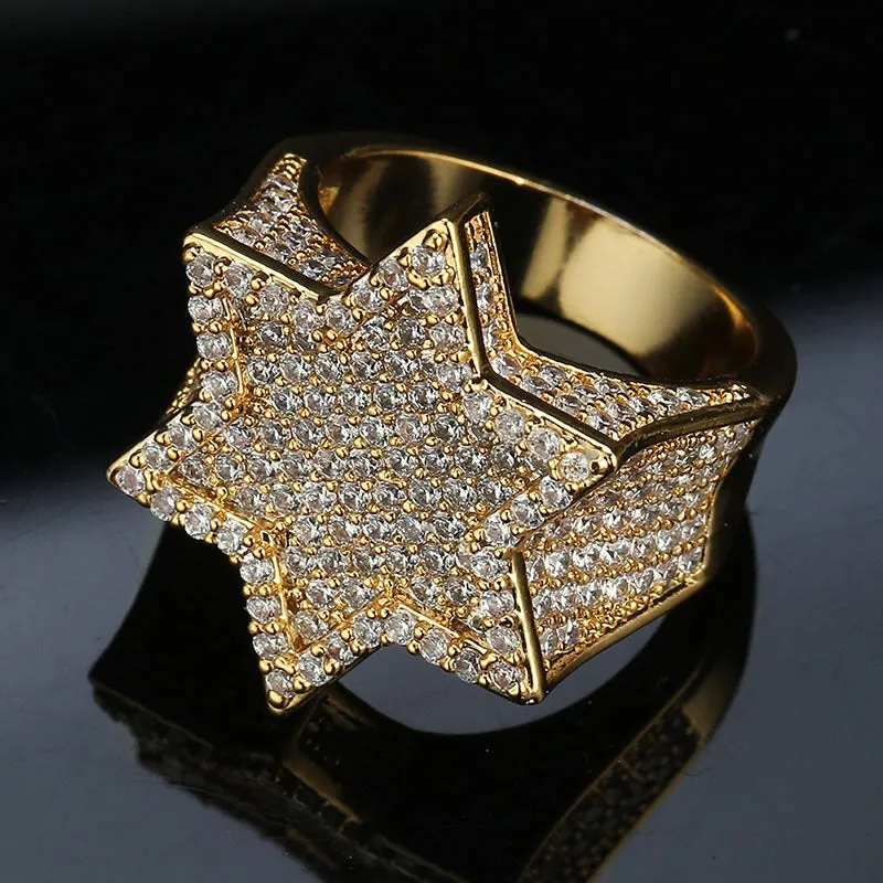 Hiphop hot selling iced out bling bling star ring