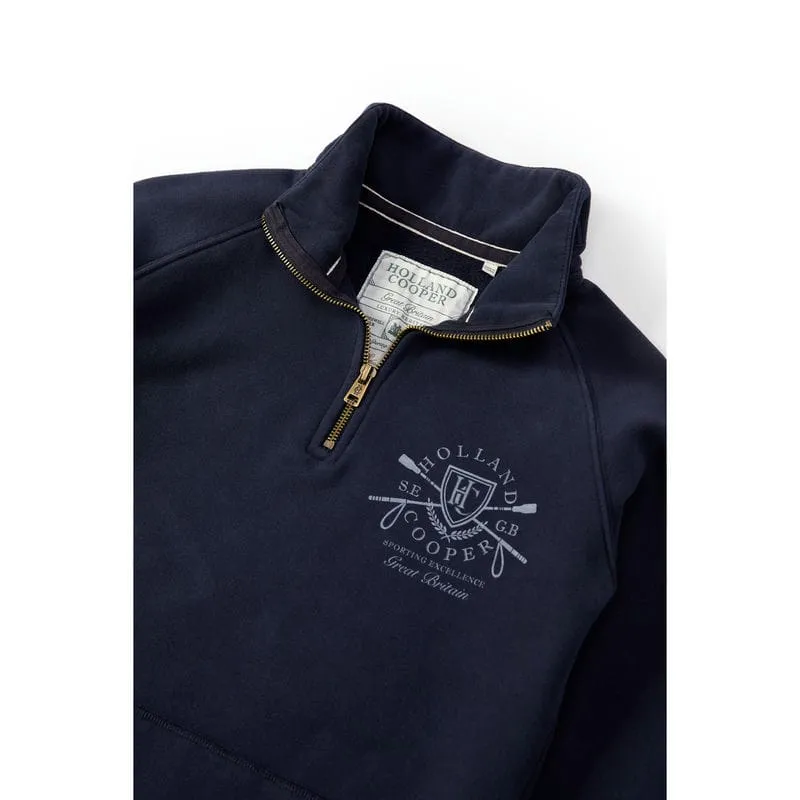 Holland Cooper Crest Zip Henley Ladies Jumper - Ink Navy