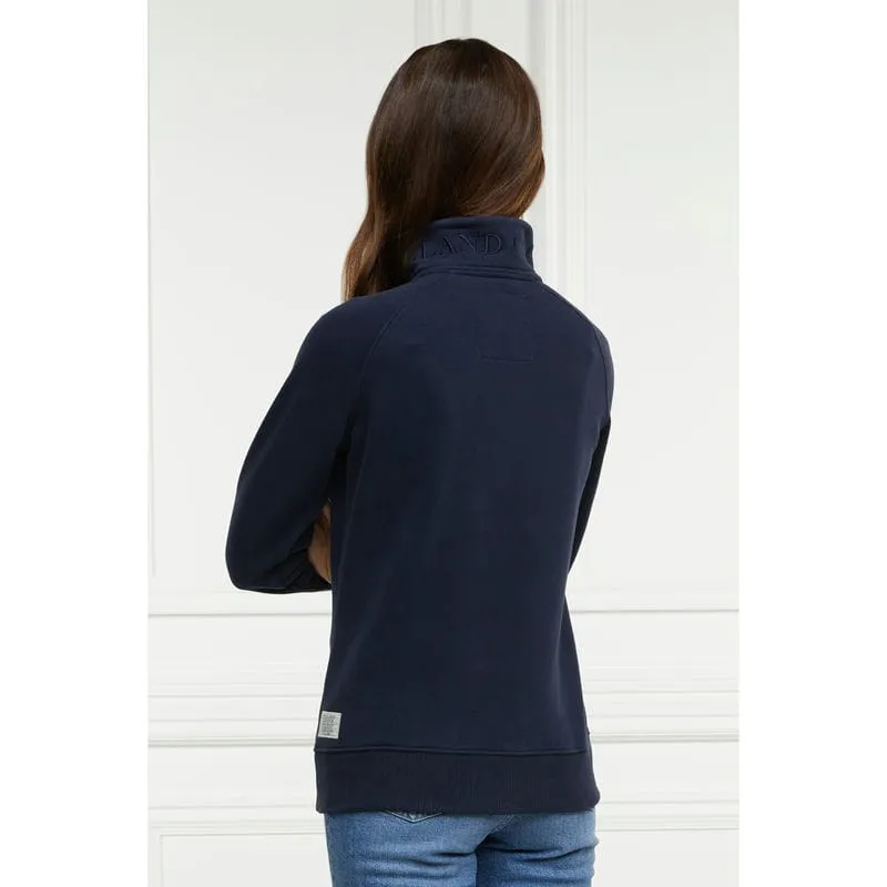 Holland Cooper Crest Zip Henley Ladies Jumper - Ink Navy