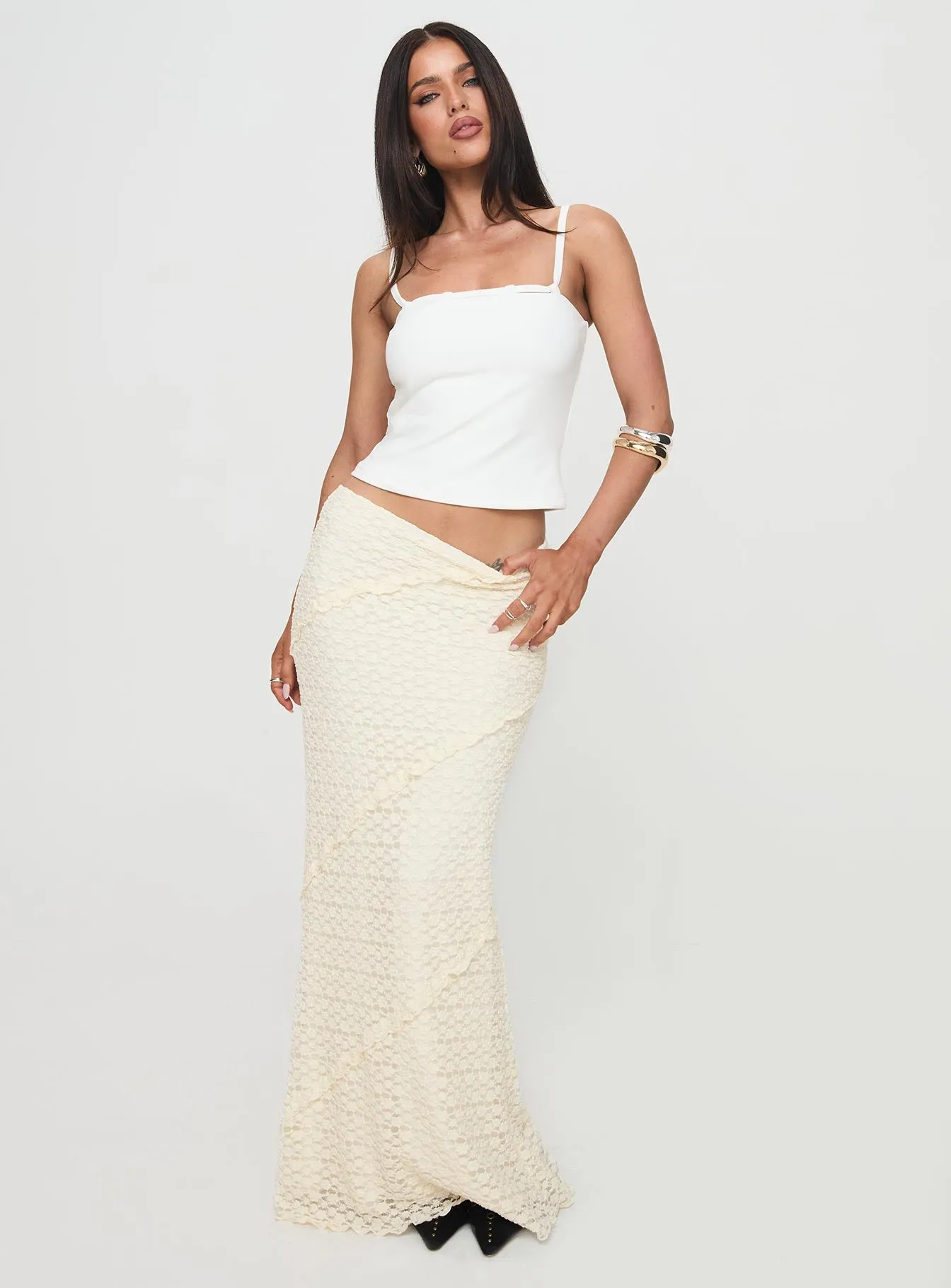 Incandescent Maxi Skirt Cream