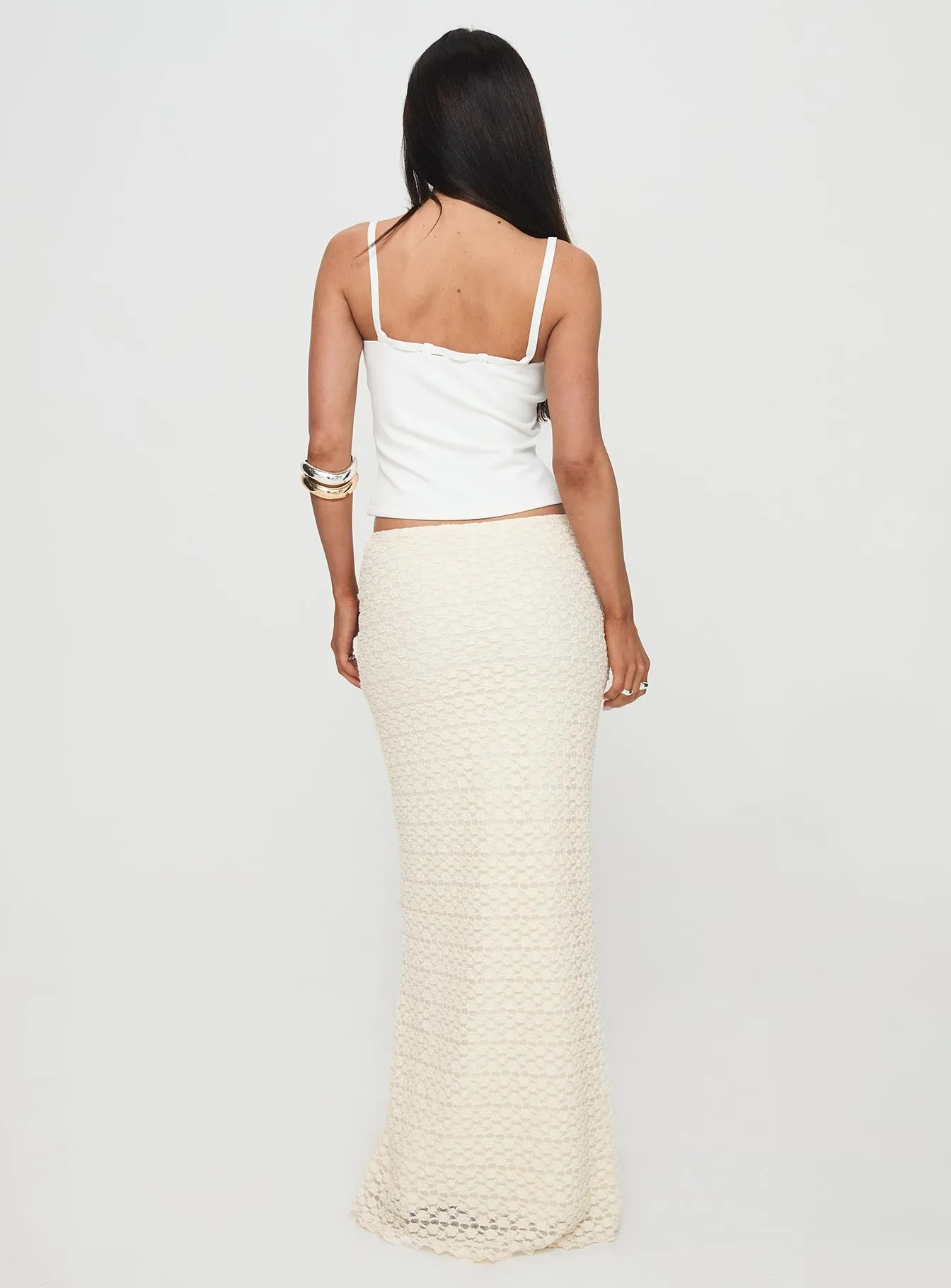 Incandescent Maxi Skirt Cream