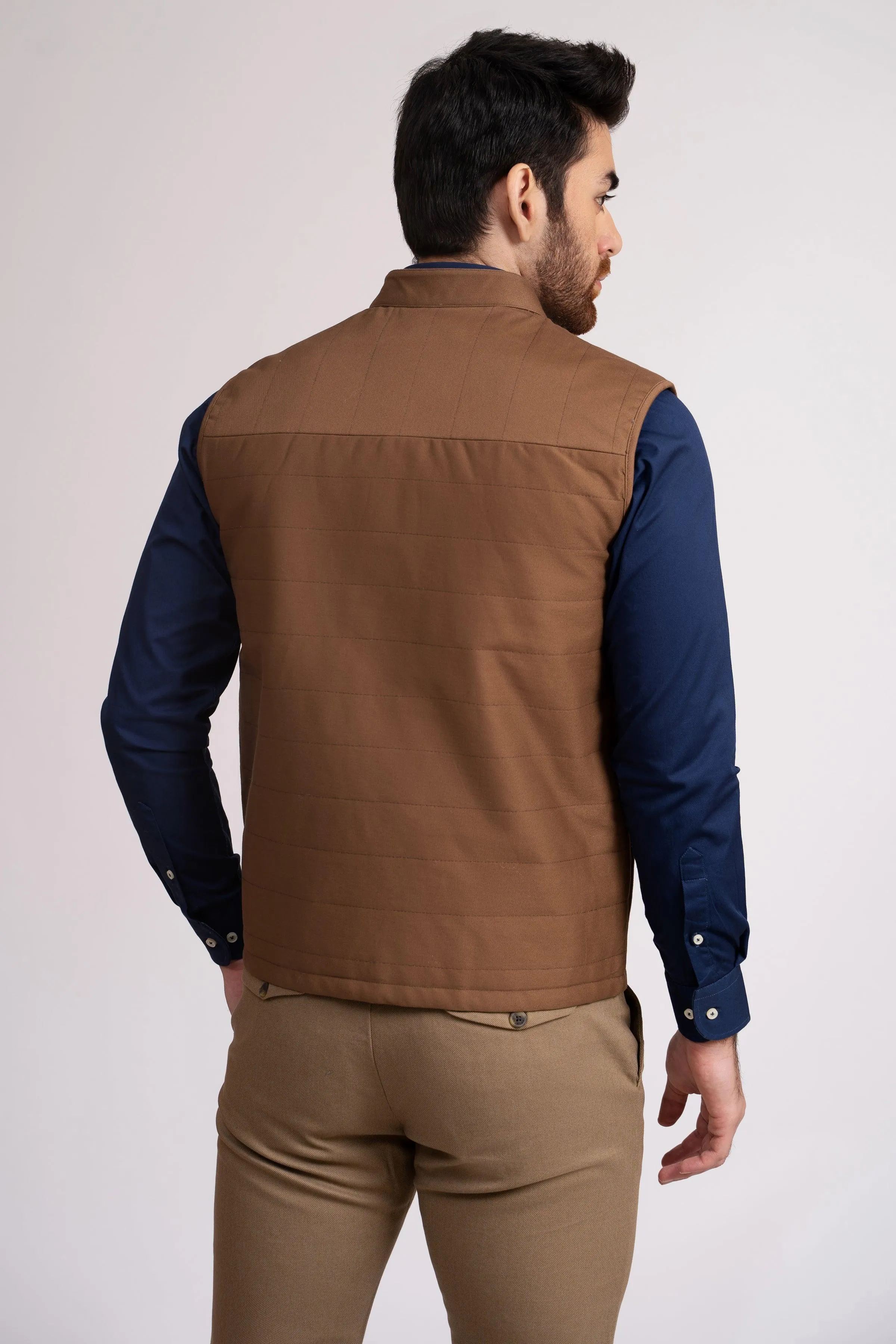 JACKET QUILTED SLEEVE LESS CAMEL