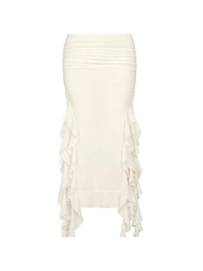 Jellyfish Lace Pleated Wrap Hip Maxi Skirt