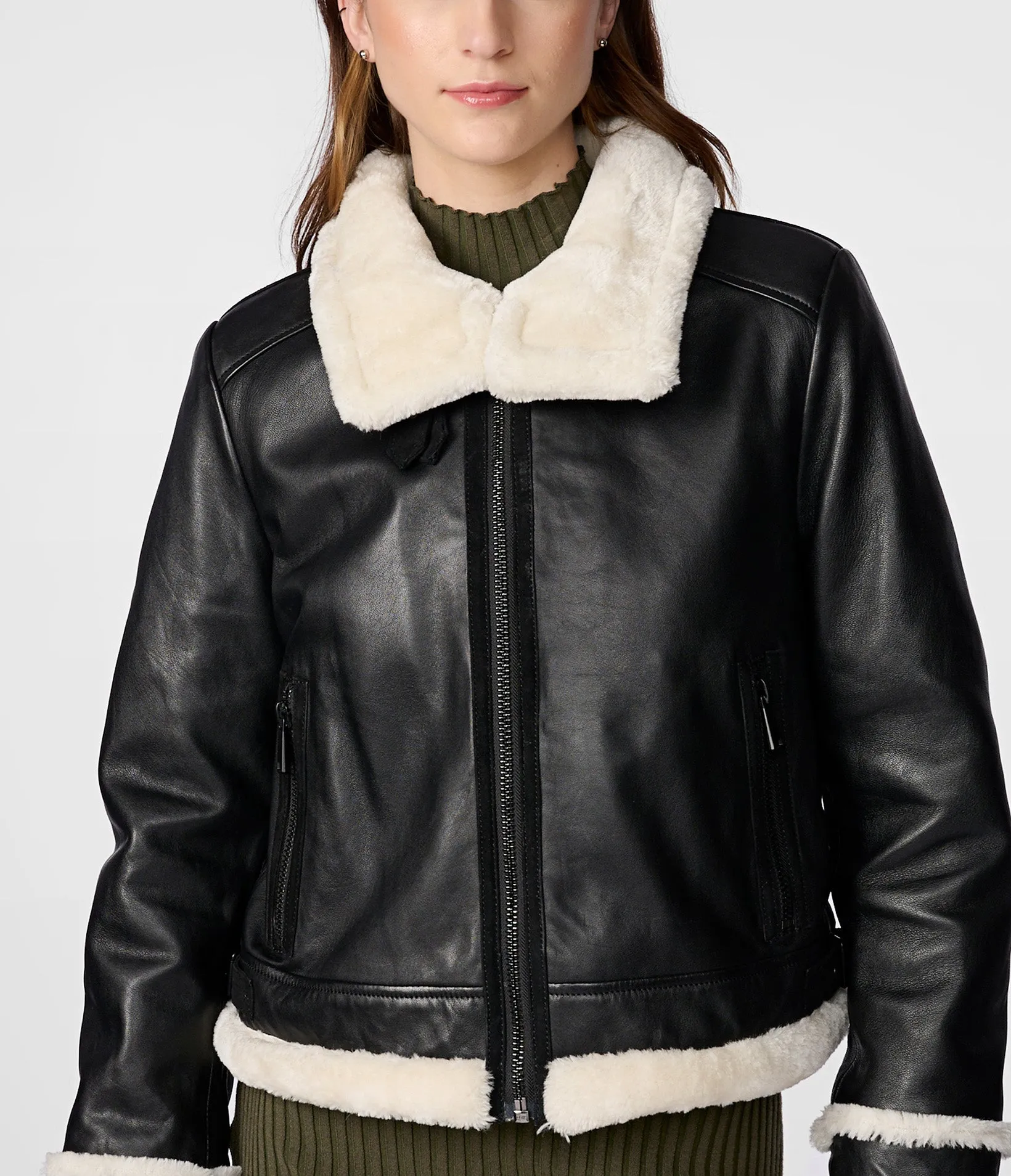 Jodi Leather Shearling Jacket