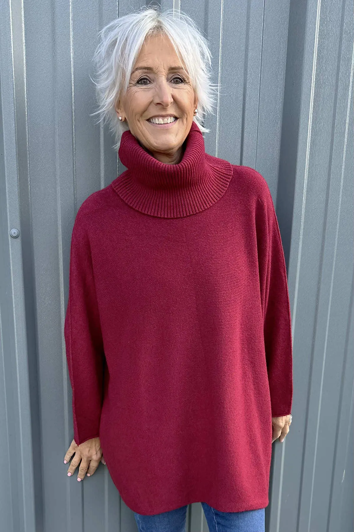 Jude Polo Neck Knitted Jumper Wine