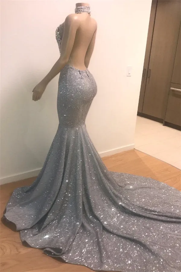 kamahe Mermaid Halter Sleeveless Floor-Length Prom Party Gowns