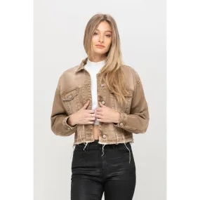 Khaki Oversized Cropped Jacket