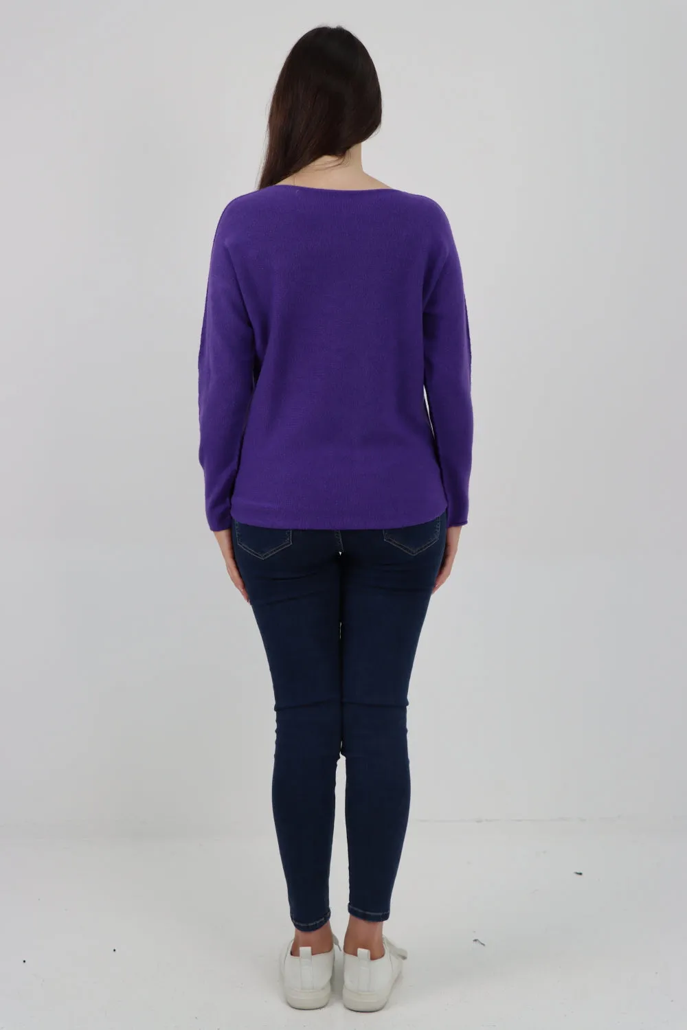 Knitted V Neck Plain Basic Jumper Top