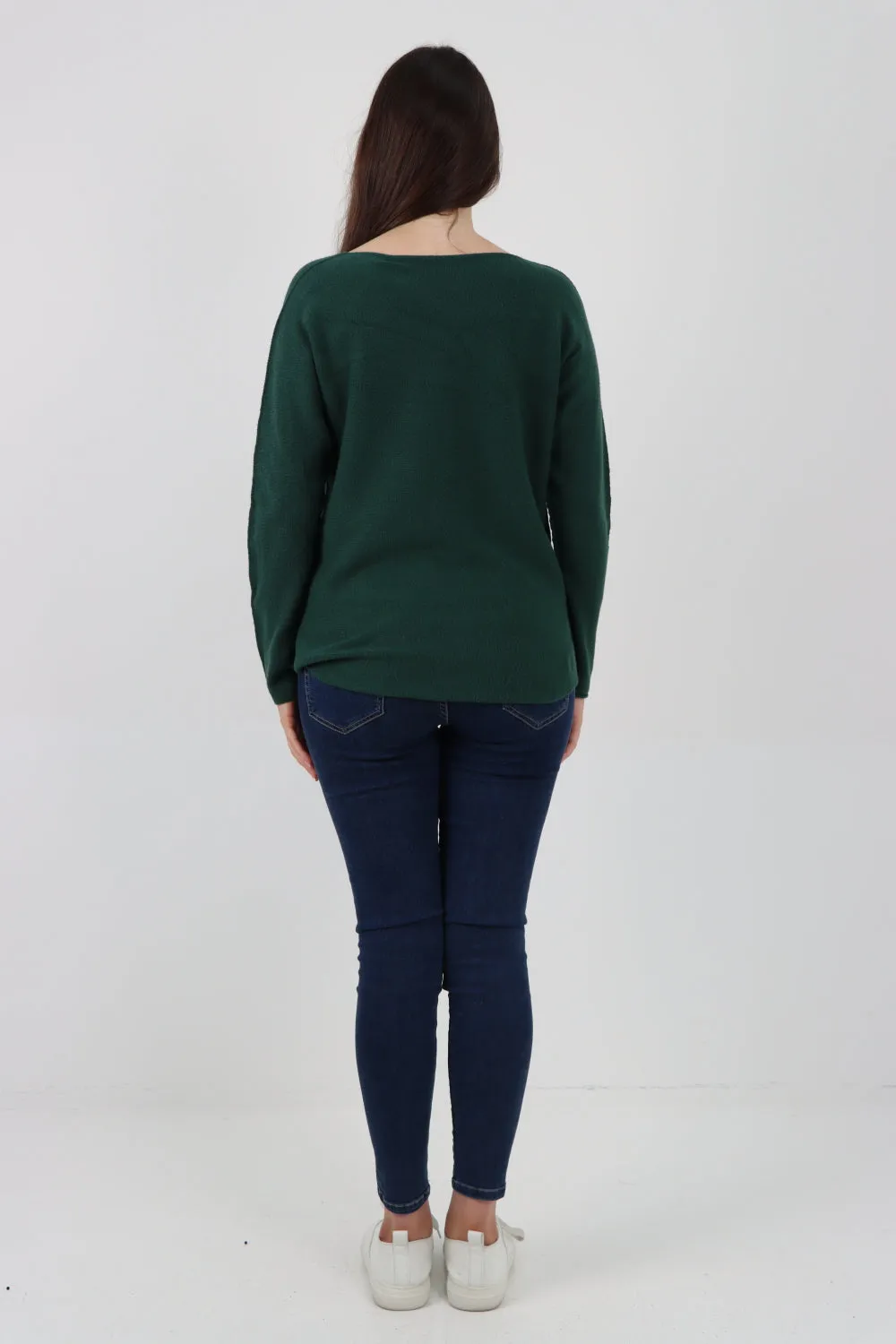 Knitted V Neck Plain Basic Jumper Top