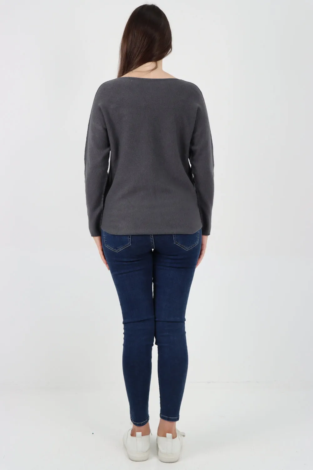 Knitted V Neck Plain Basic Jumper Top