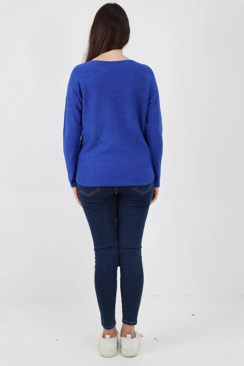 Knitted V Neck Plain Basic Jumper Top