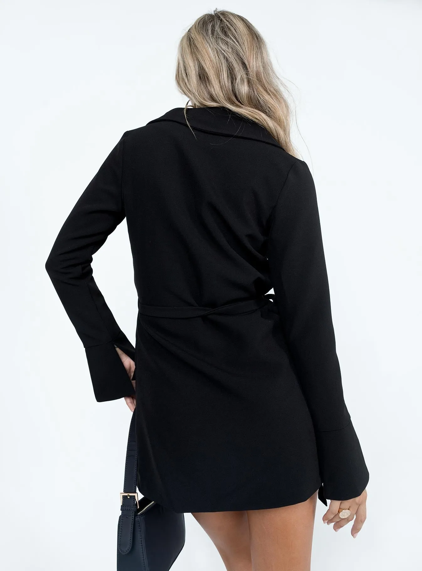 Kyah Wrap Blazer Dress Black