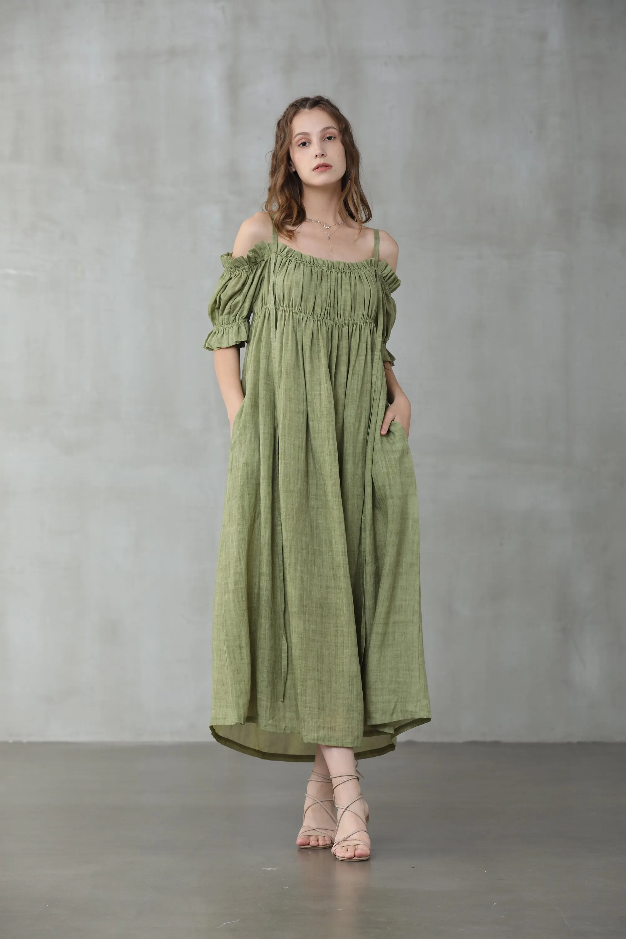 La Luna 11 | off shoulder linen dress