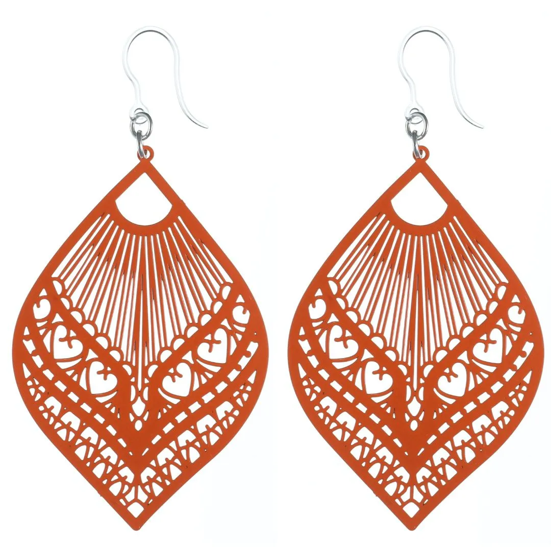 Large Peacock Dangles Hypoallergenic Earrings for Sensitive Ears Made with Plastic Posts