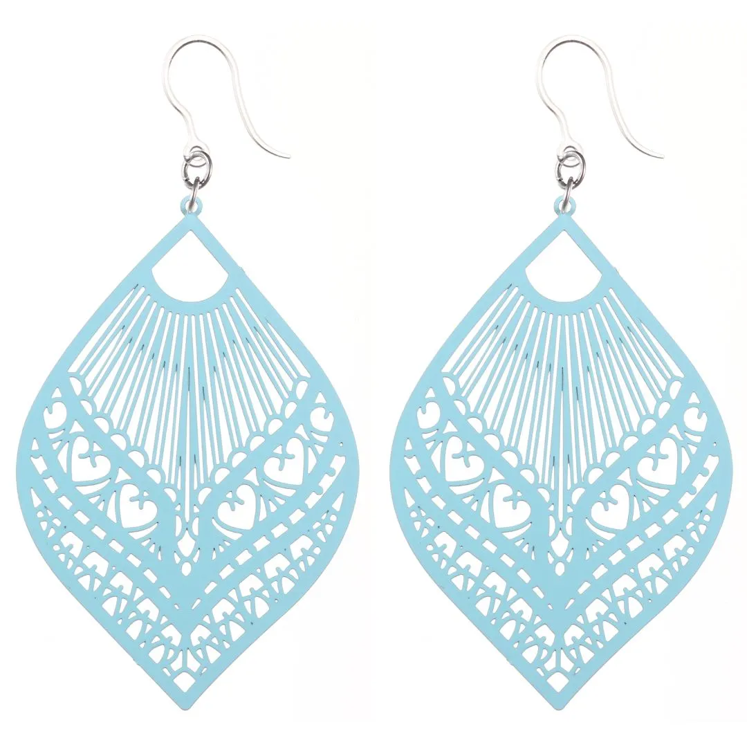 Large Peacock Dangles Hypoallergenic Earrings for Sensitive Ears Made with Plastic Posts