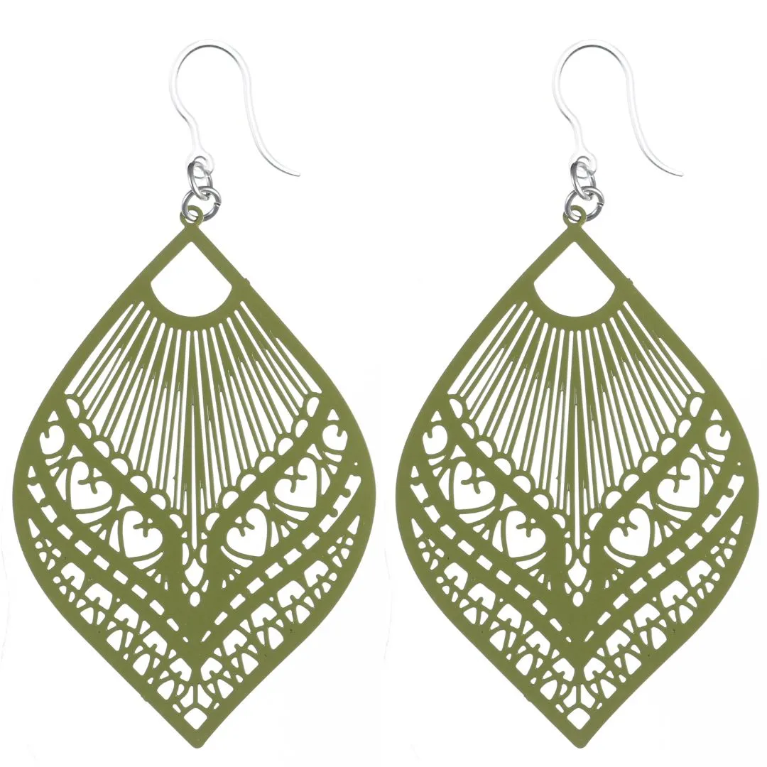 Large Peacock Dangles Hypoallergenic Earrings for Sensitive Ears Made with Plastic Posts