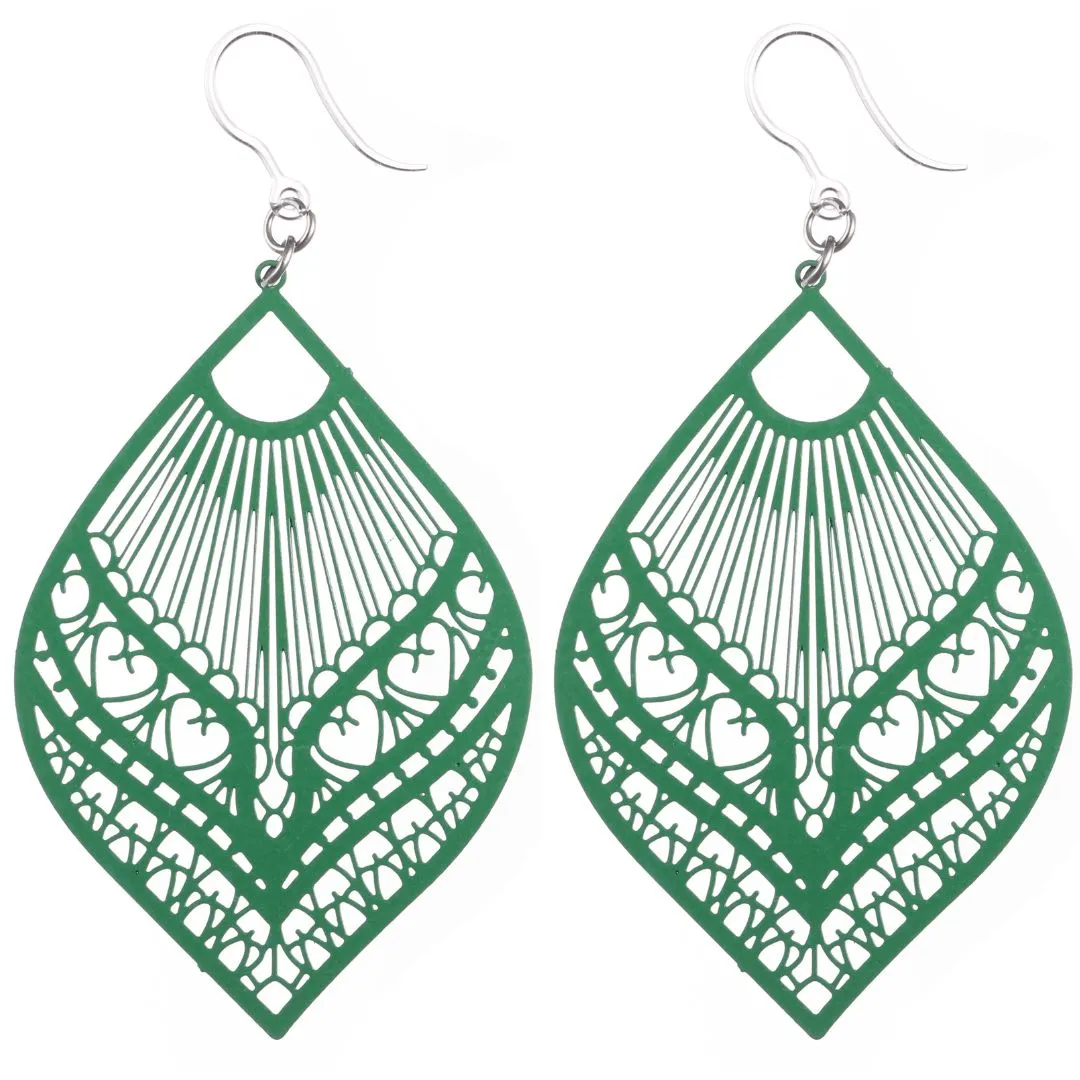 Large Peacock Dangles Hypoallergenic Earrings for Sensitive Ears Made with Plastic Posts