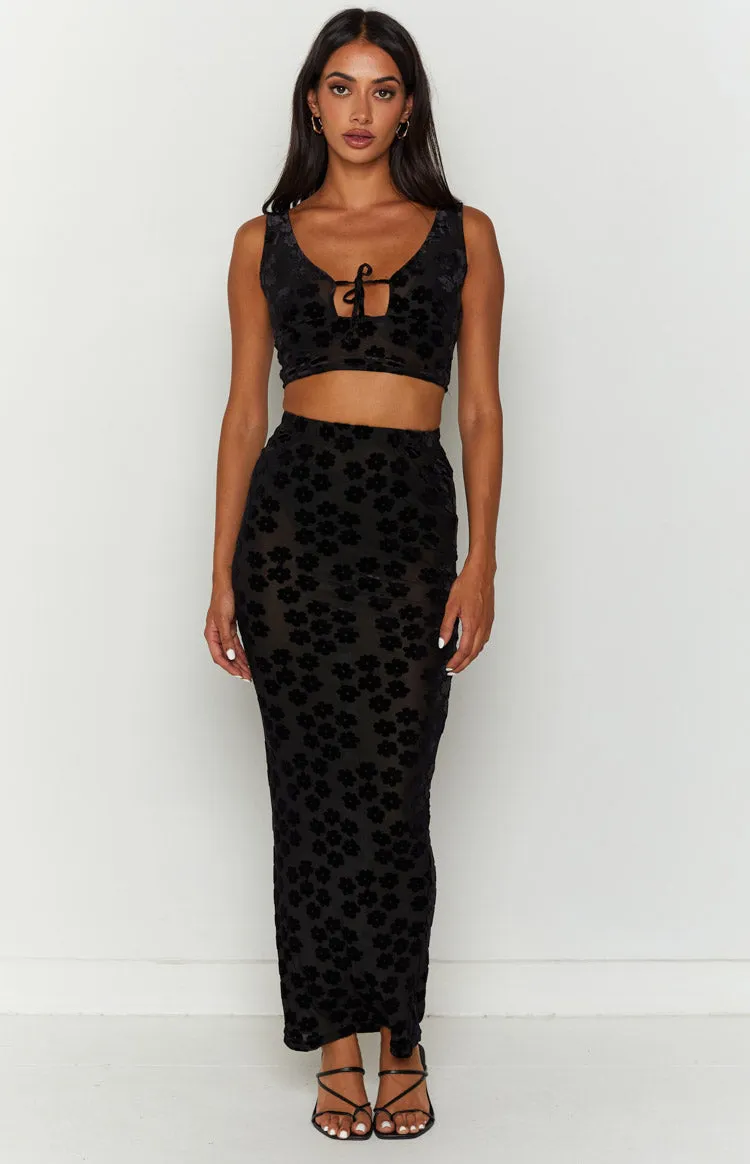 Late Night Black Maxi Skirt