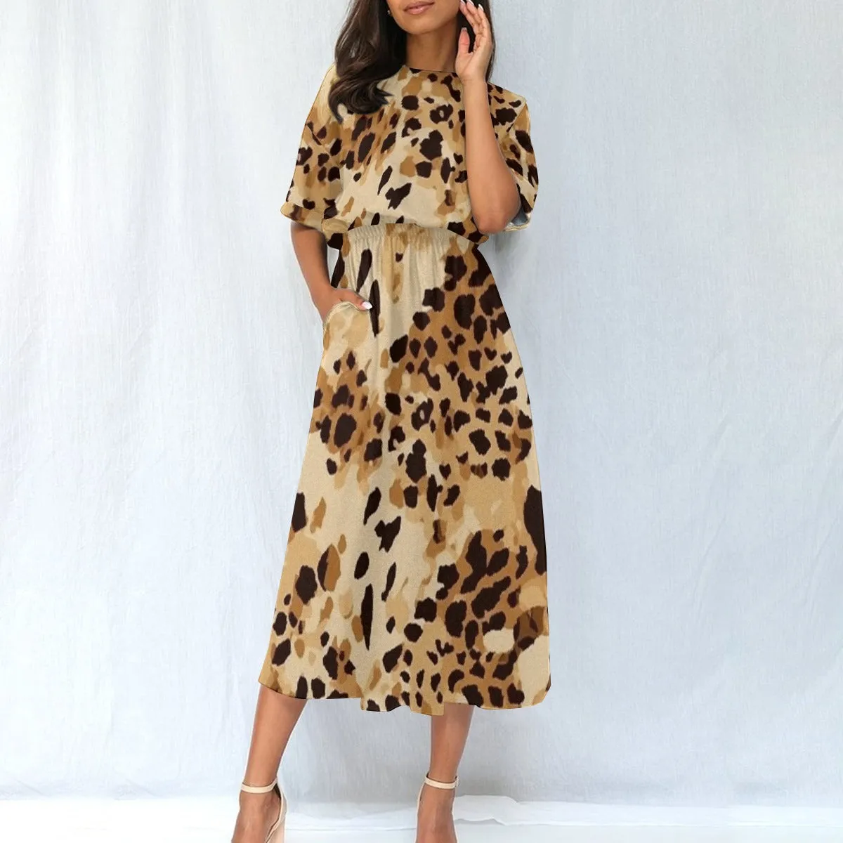 Leaping Leopard | Elastic Waist Dress