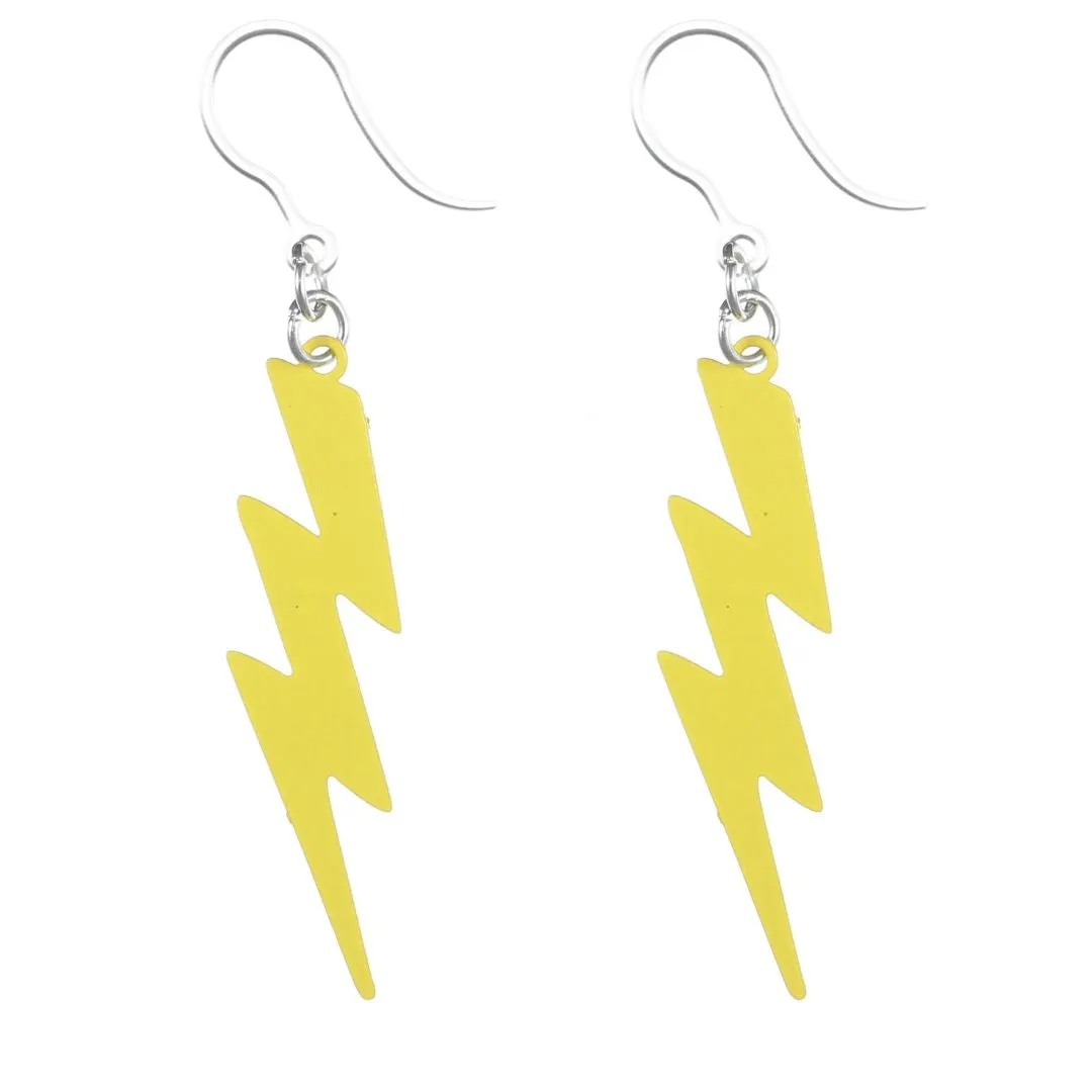 Lightning Bolt Dangles Hypoallergenic Earrings for Sensitive Ears Made with Plastic Posts