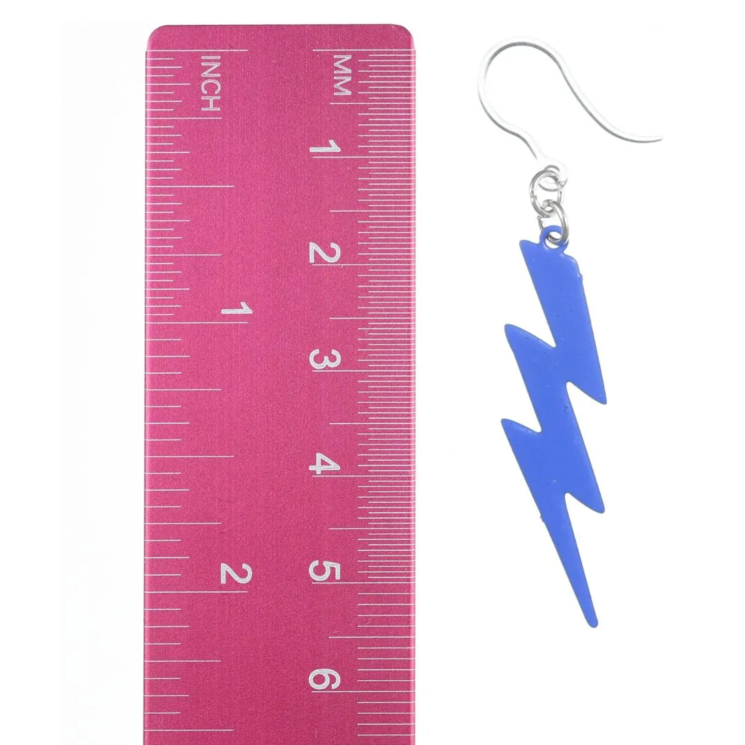 Lightning Bolt Dangles Hypoallergenic Earrings for Sensitive Ears Made with Plastic Posts