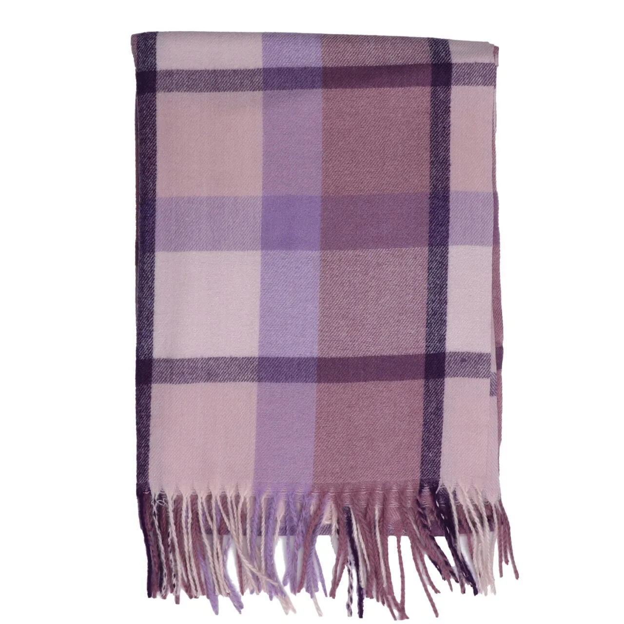 Lilac Check Tassled Scarf