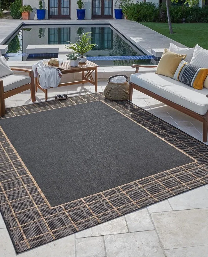 Logan Chestnut Border Indoor/Outdoor Rug