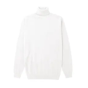 Long Sleeve Turtle Neck Sweater by Lorenzo Franco - White