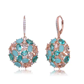 Louise Rose Gold Blue CZ Earrings