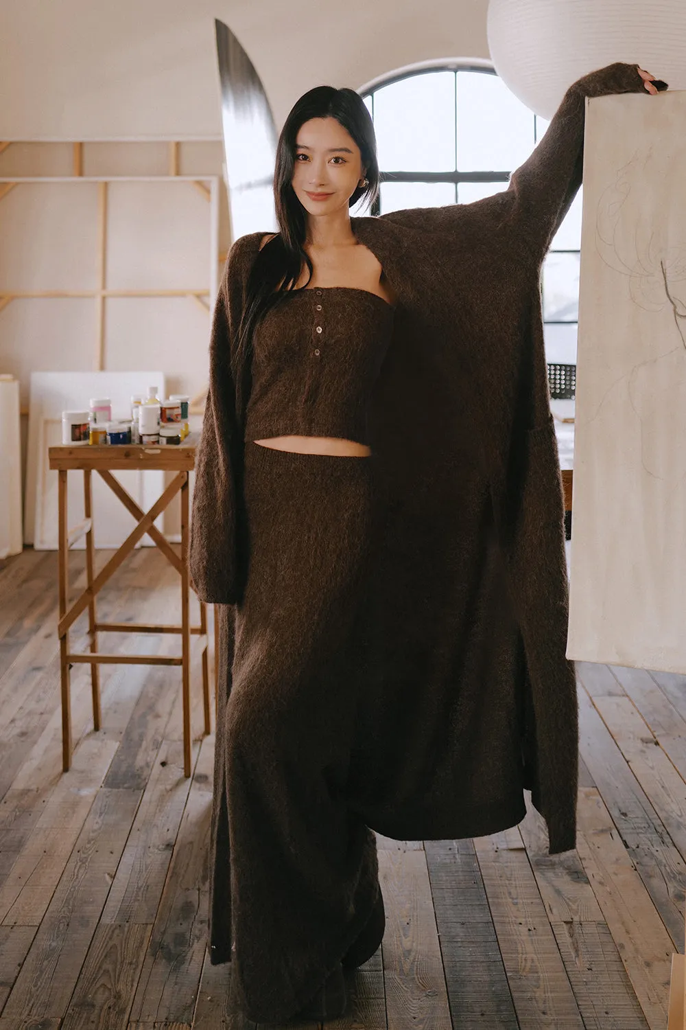 羊駝毛混紡針織長裙<br>Alpaca Blend Maxi Skirt