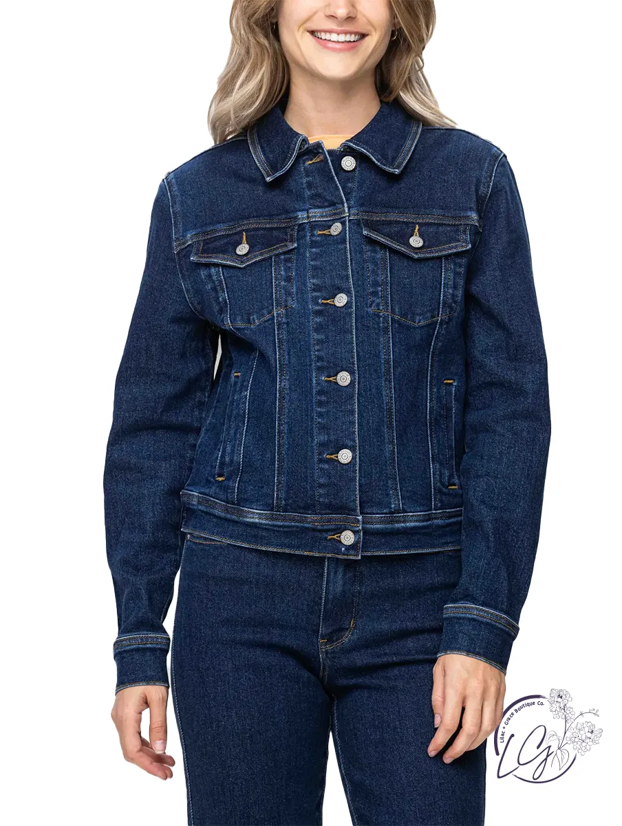 Mae Classic Dark Denim Jacket By Judy Blue