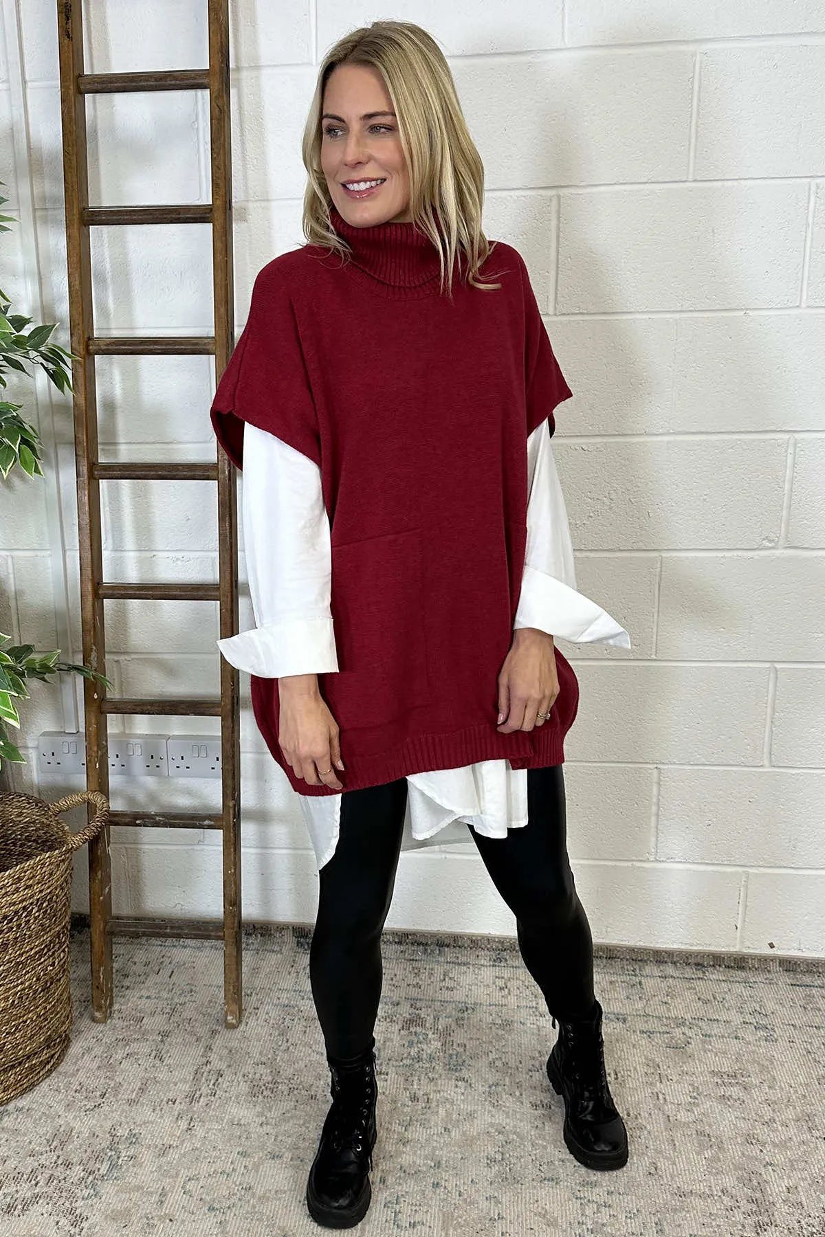 Mairead Polo Neck Jumper Wine