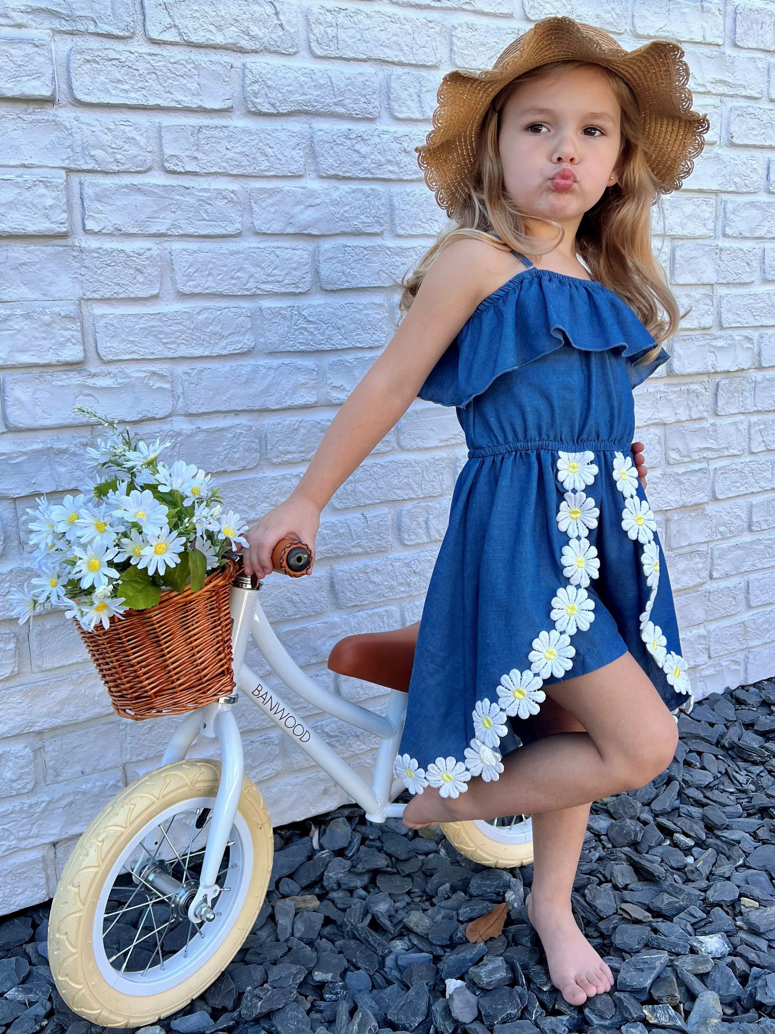 Make My Daisy Chambray Romper Dress