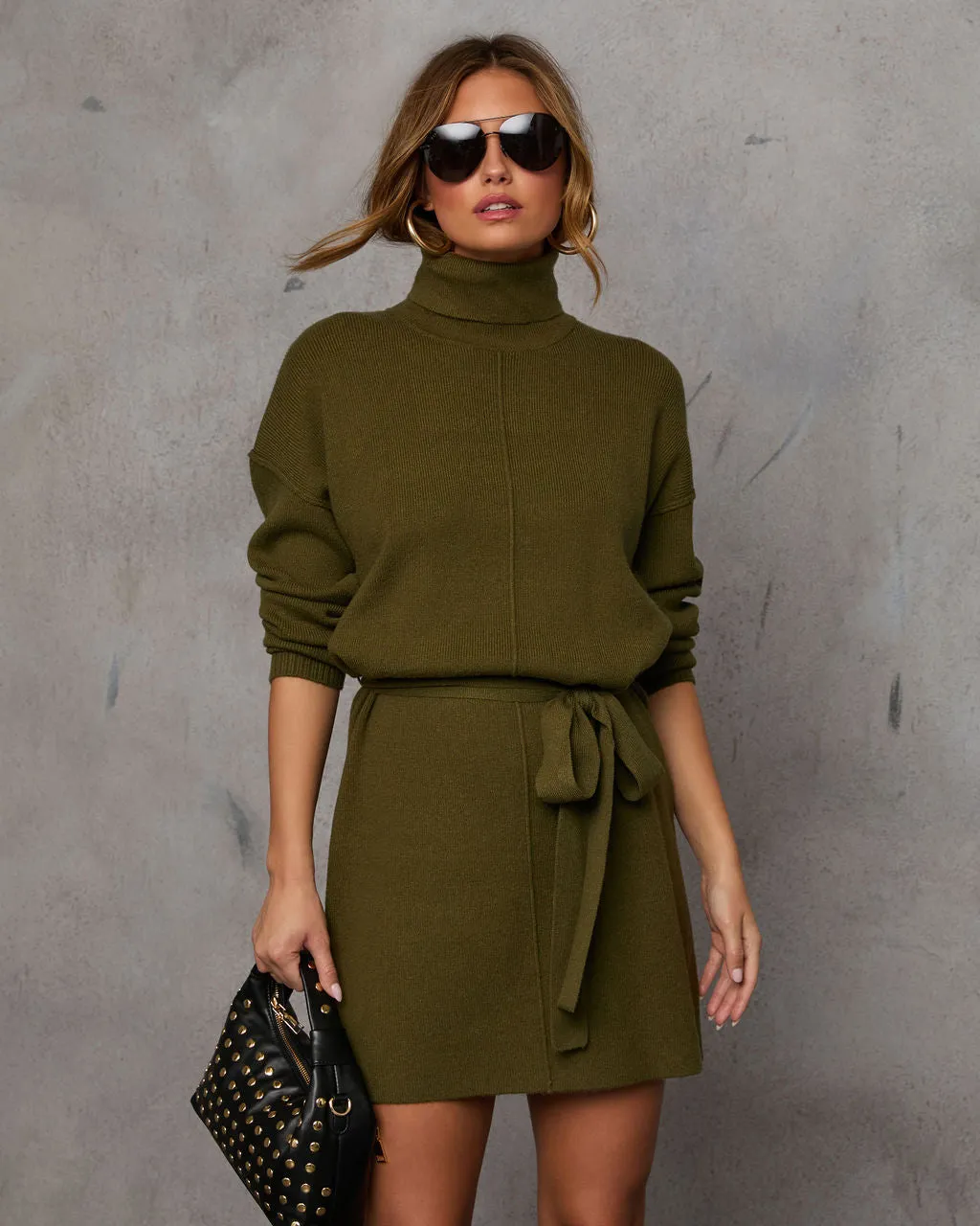 Marsella Tie Waist Mini Sweater Dress