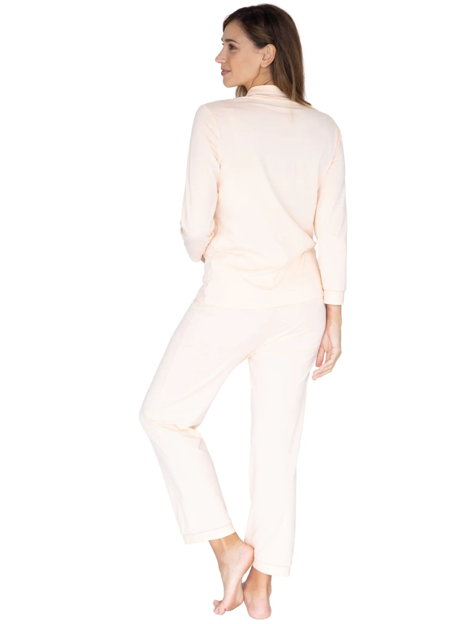 Maternity & Nursing Long Sleeve Pyjama Set  - Peach