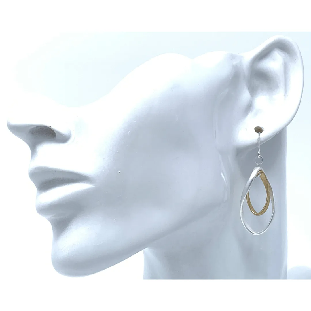 Matte Silver & Gold Twist Hoop Earrings