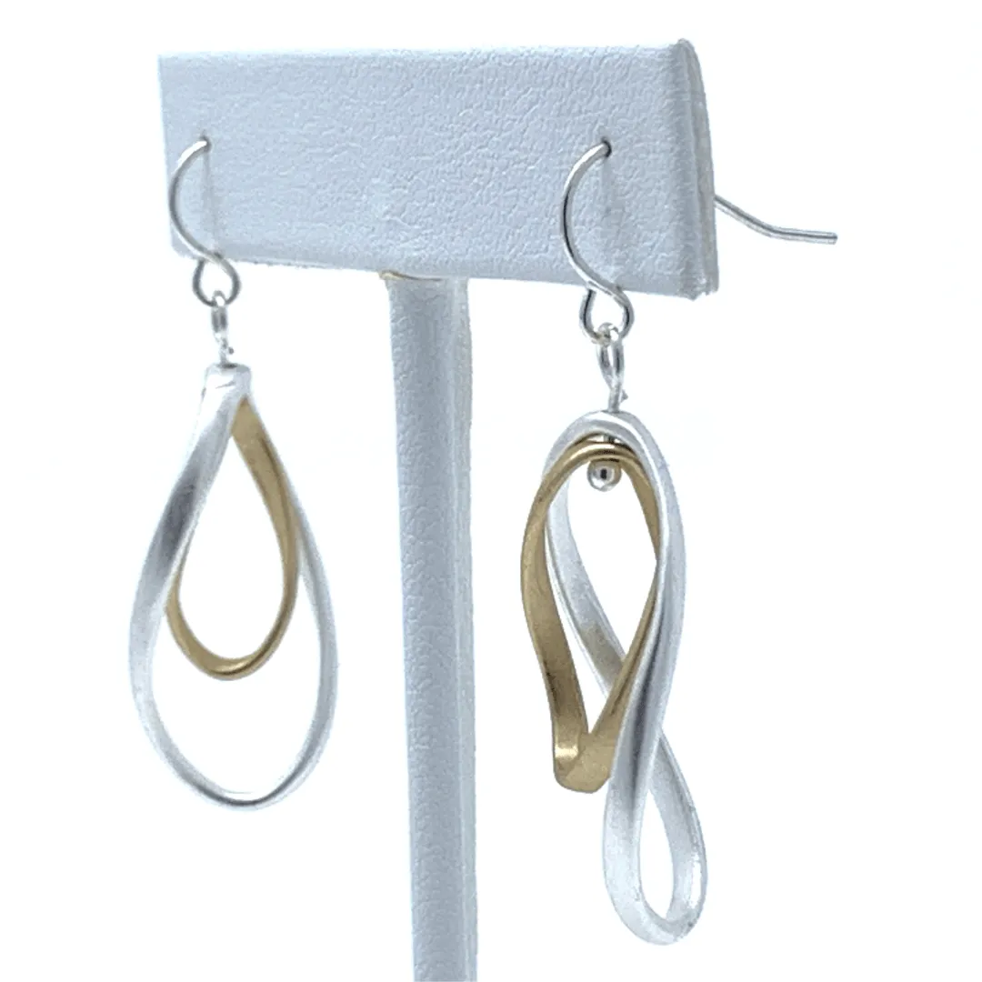 Matte Silver & Gold Twist Hoop Earrings