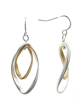 Matte Silver & Gold Twist Hoop Earrings