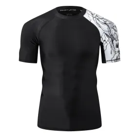 Men's Splice UV Sun Protection UPF 50  Skins Rash Guard Short Sleeves